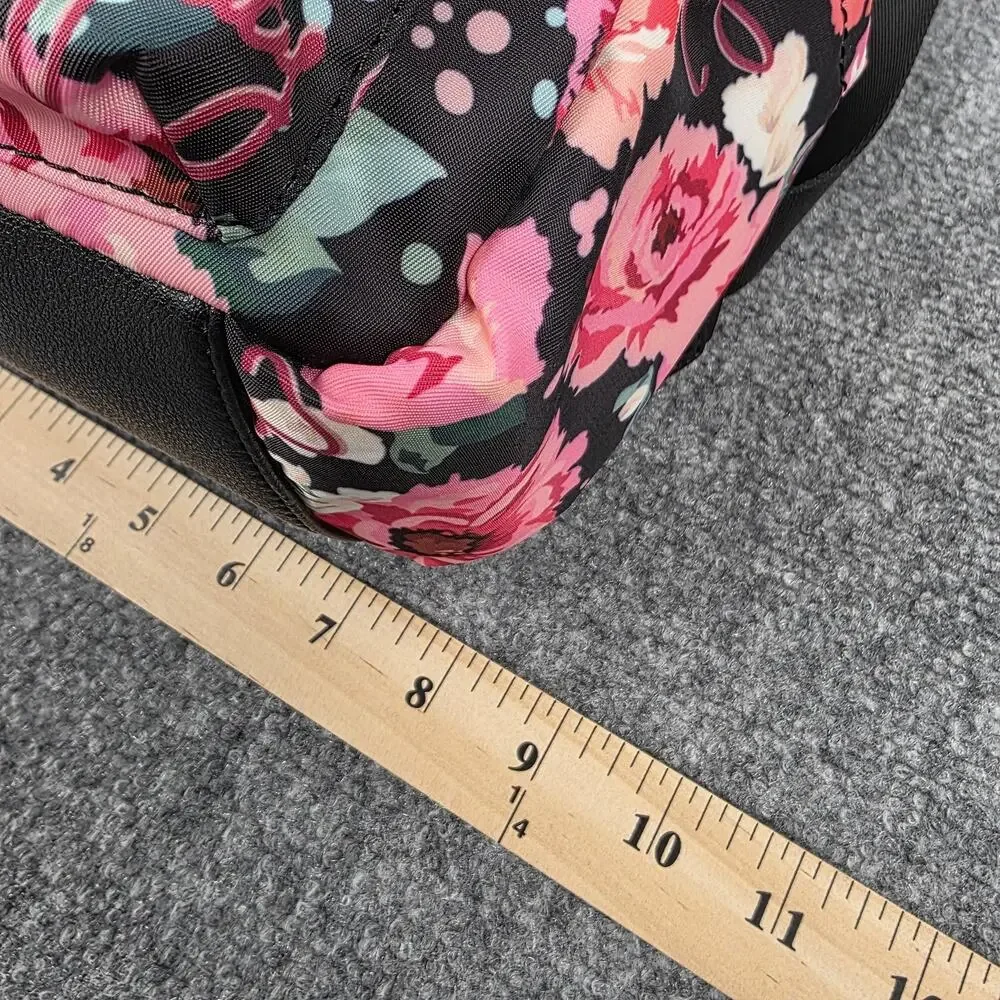 Juicy Couture Backpack Womens Mini Black Floral Rose Print Casual Daypack Zip
